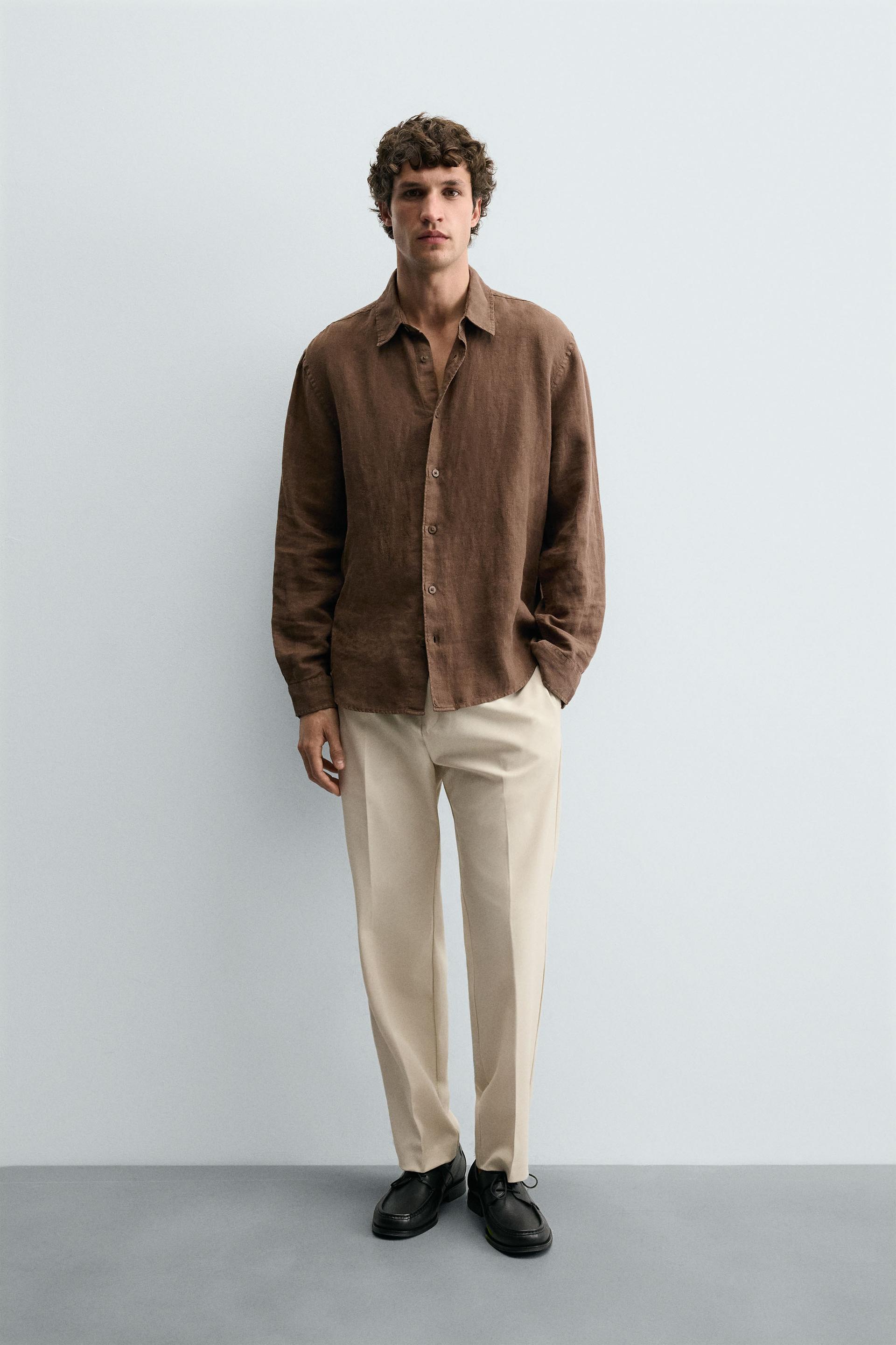Zara COMFORT JOGGER WAIST PANTS — Mid-ecru