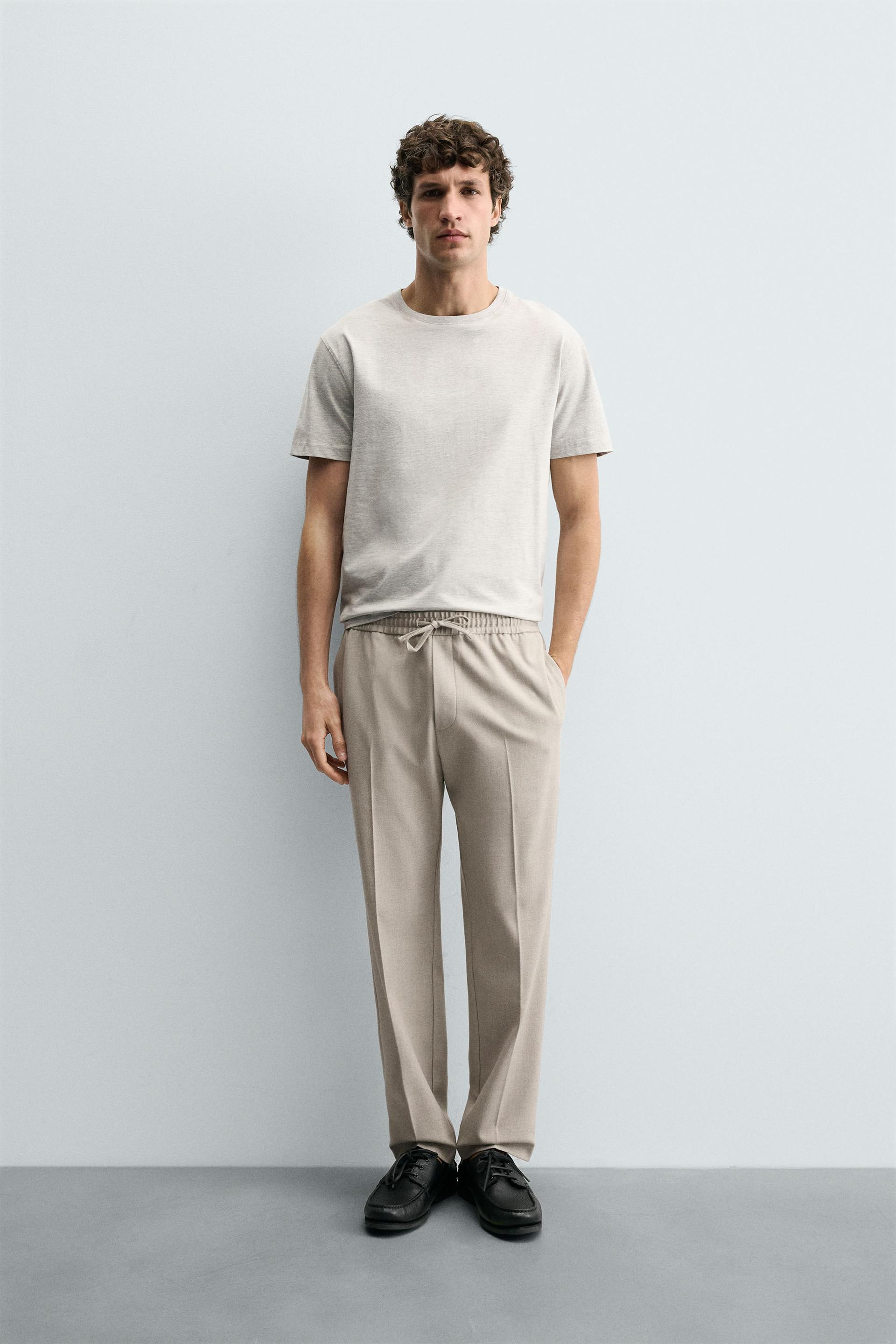 Zara COMFORT JOGGER WAIST PANTS — Beige marl