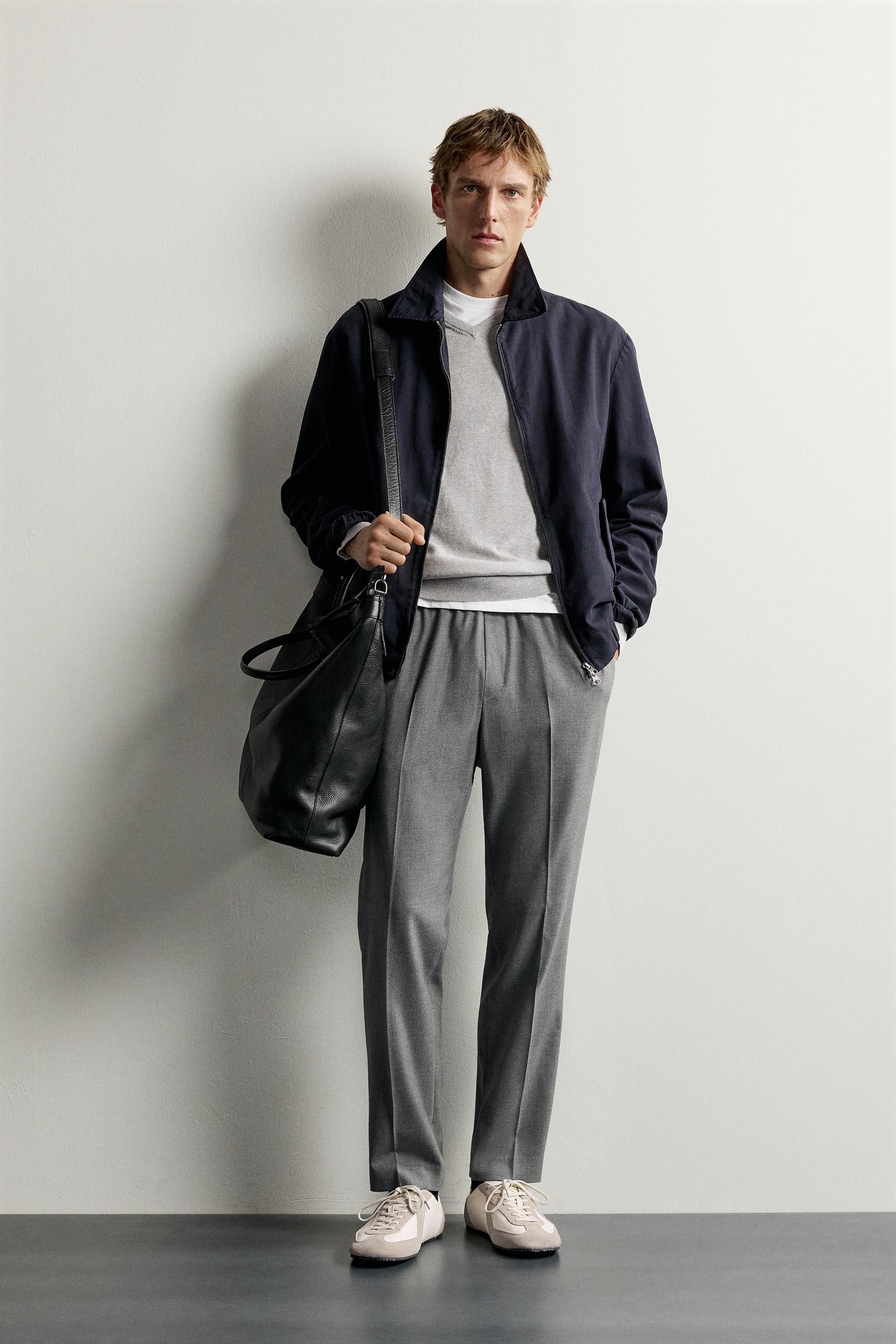 Zara COMFORT JOGGER WAIST PANTS — Gray marl