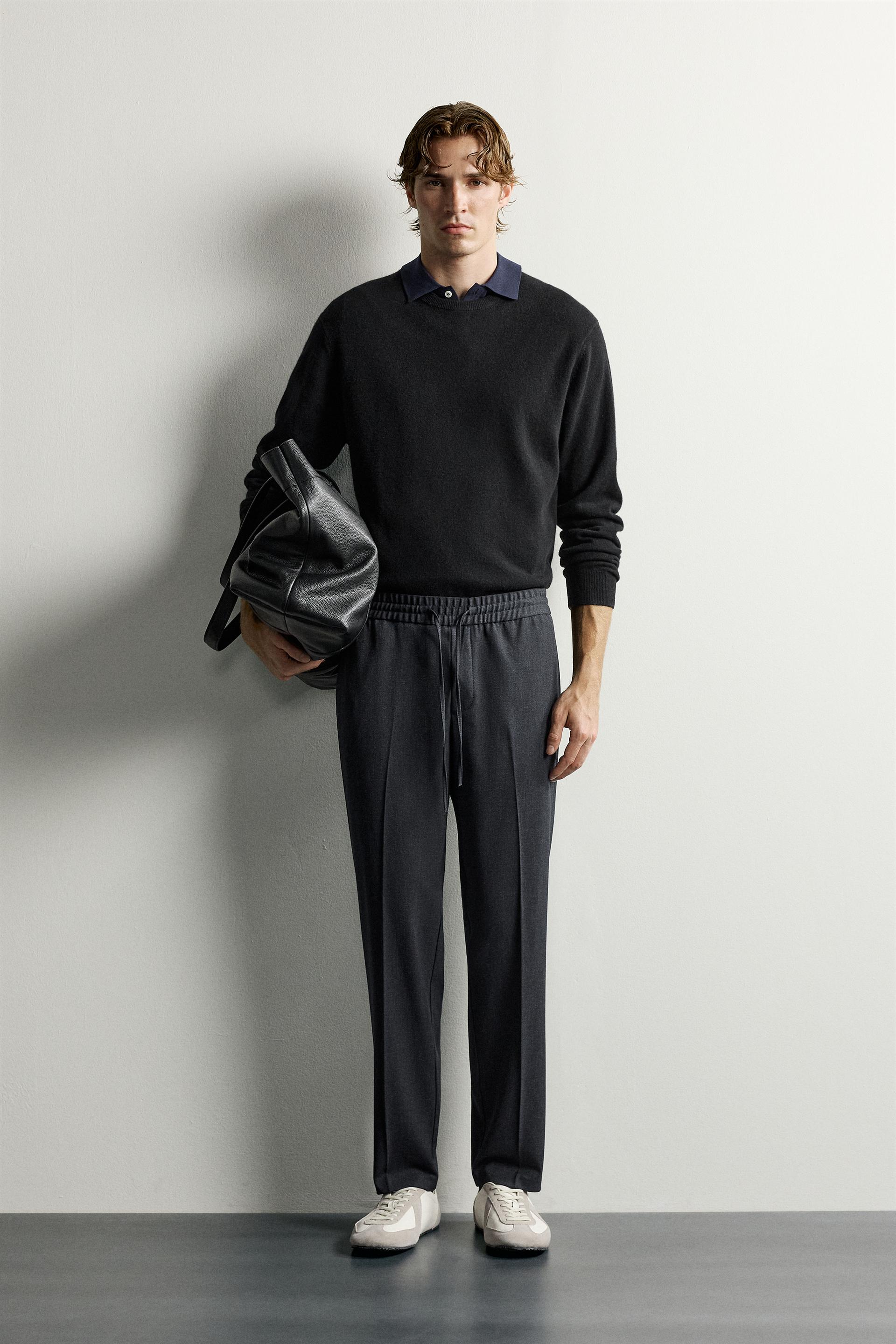 Zara COMFORT JOGGER WAIST PANTS — Dark gray marl