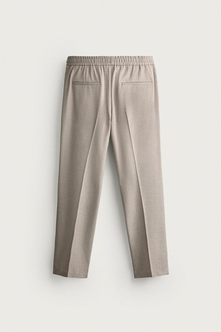 Zara COMFORT JOGGER WAIST PANTS — Beige marl