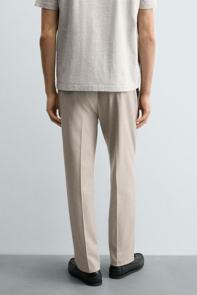 Zara COMFORT JOGGER WAIST PANTS — Beige marl