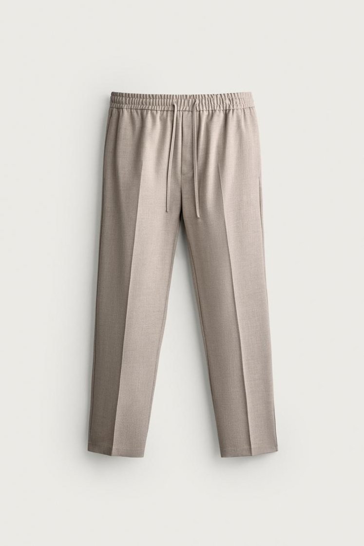 Zara COMFORT JOGGER WAIST PANTS — Beige marl