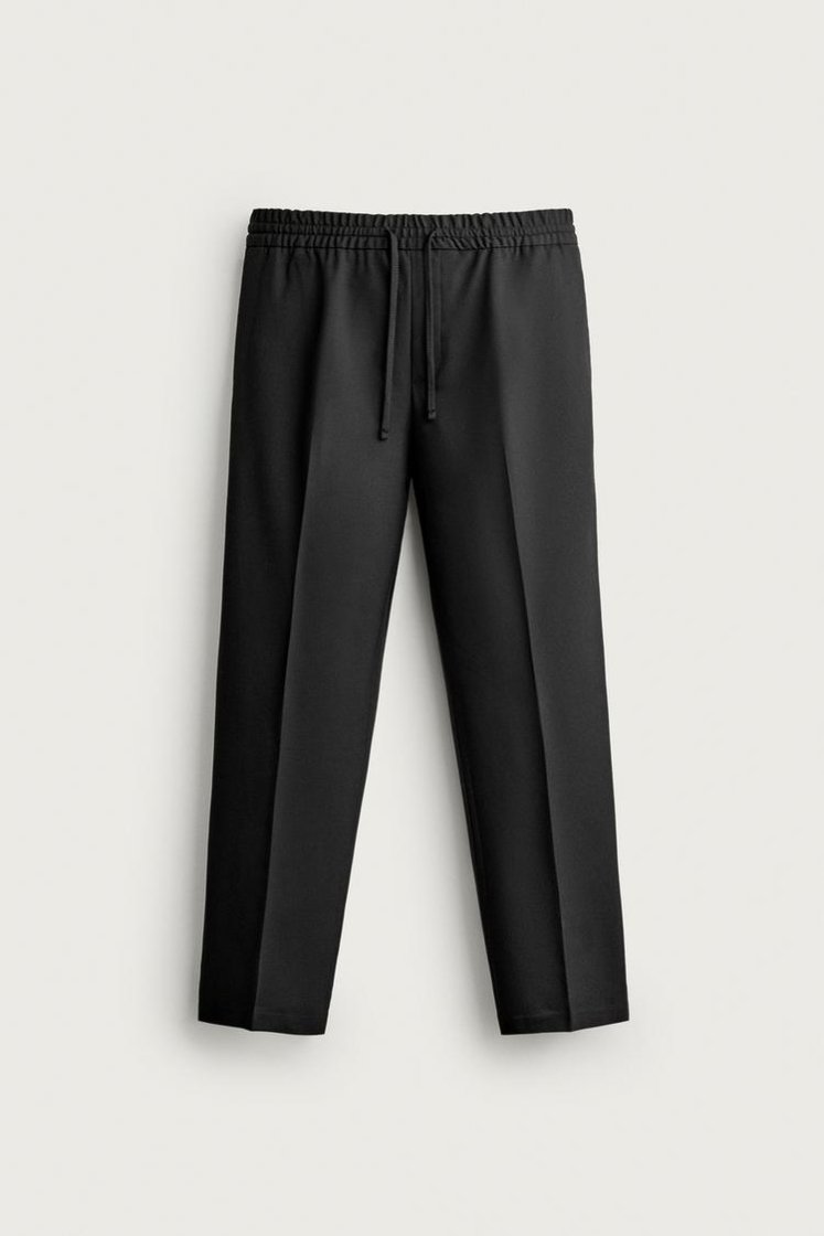 Zara COMFORT JOGGER WAIST PANTS — Black