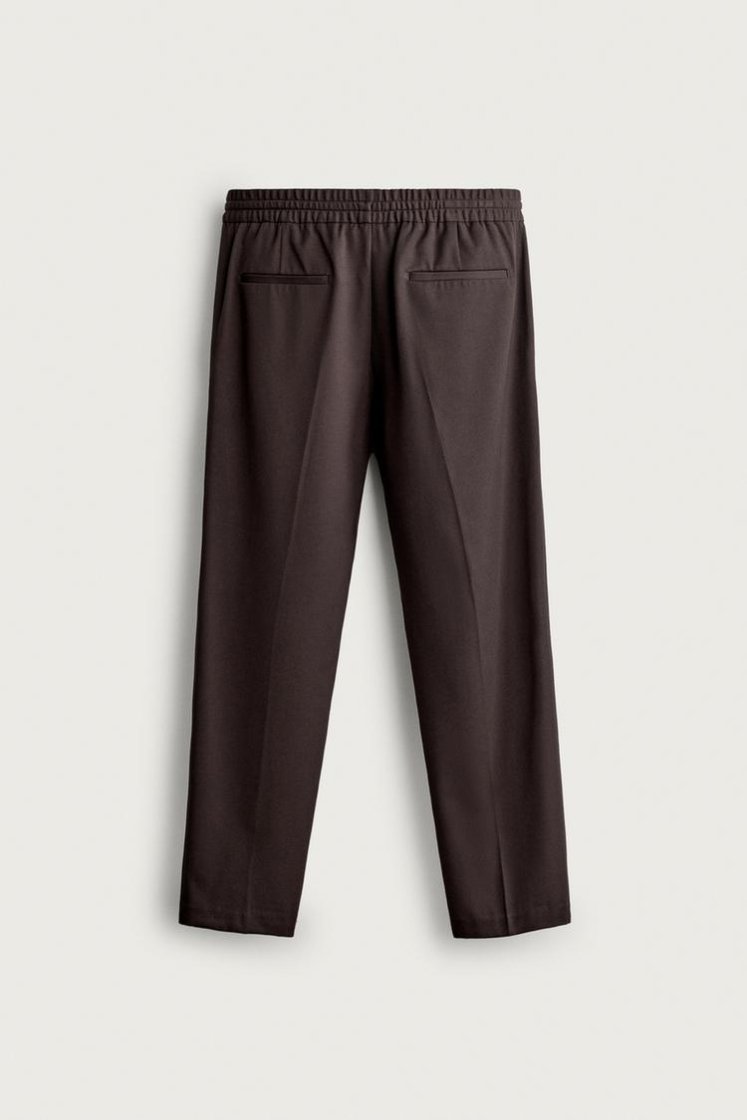 Zara COMFORT JOGGER WAIST PANTS — Chocolate