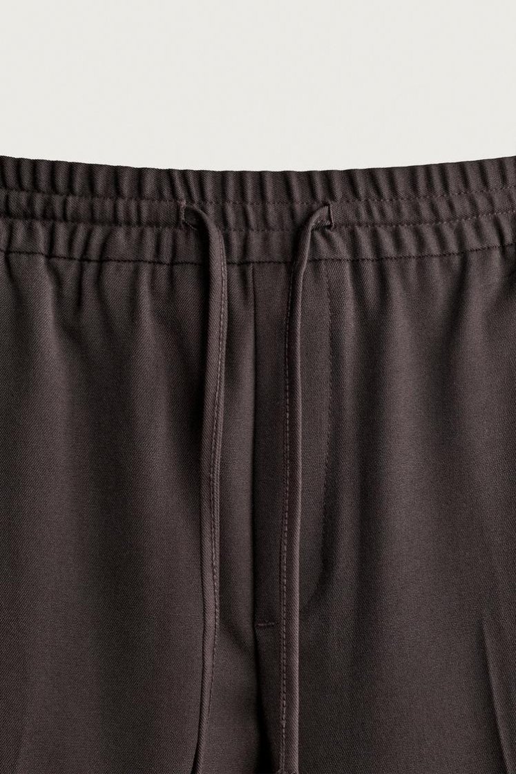 Zara COMFORT JOGGER WAIST PANTS — Chocolate