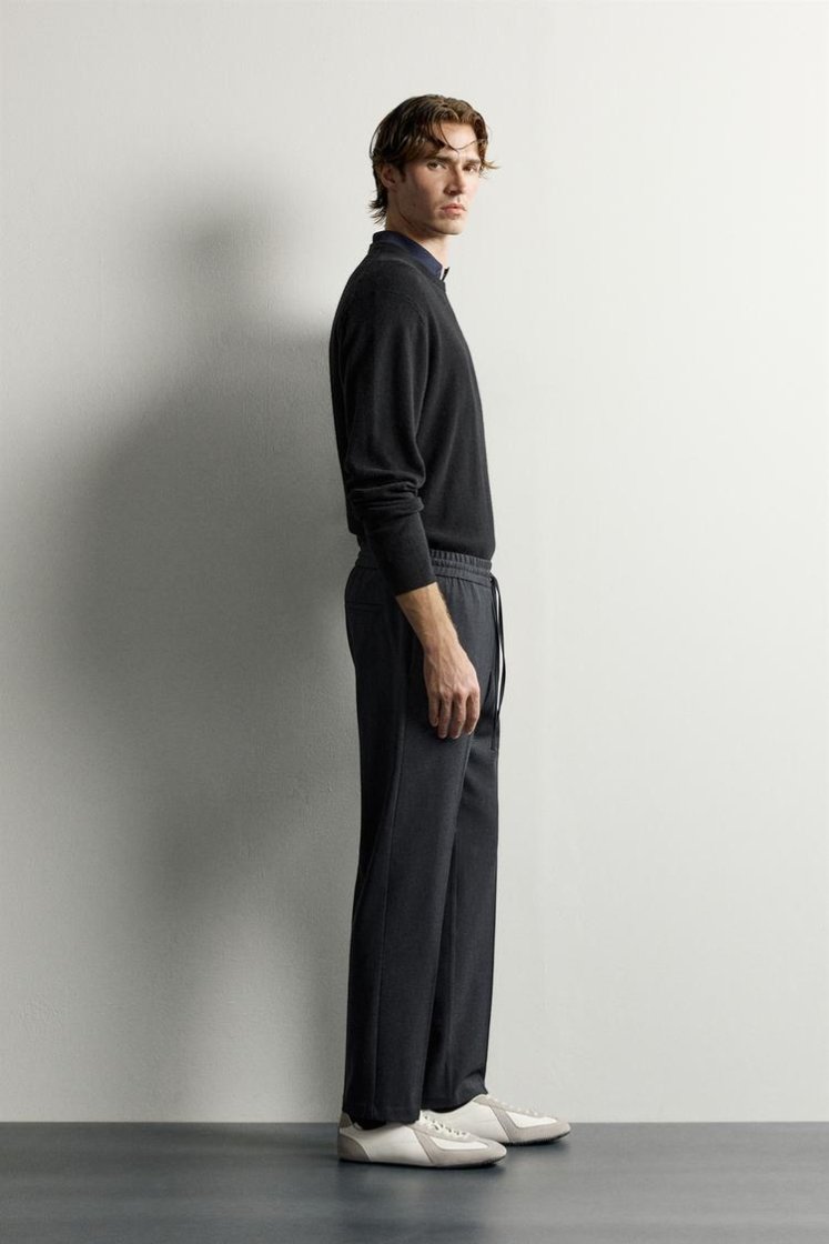 Zara COMFORT JOGGER WAIST PANTS — Dark gray marl