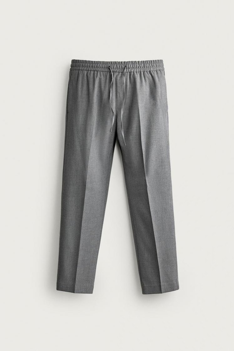 Zara COMFORT JOGGER WAIST PANTS — Gray marl