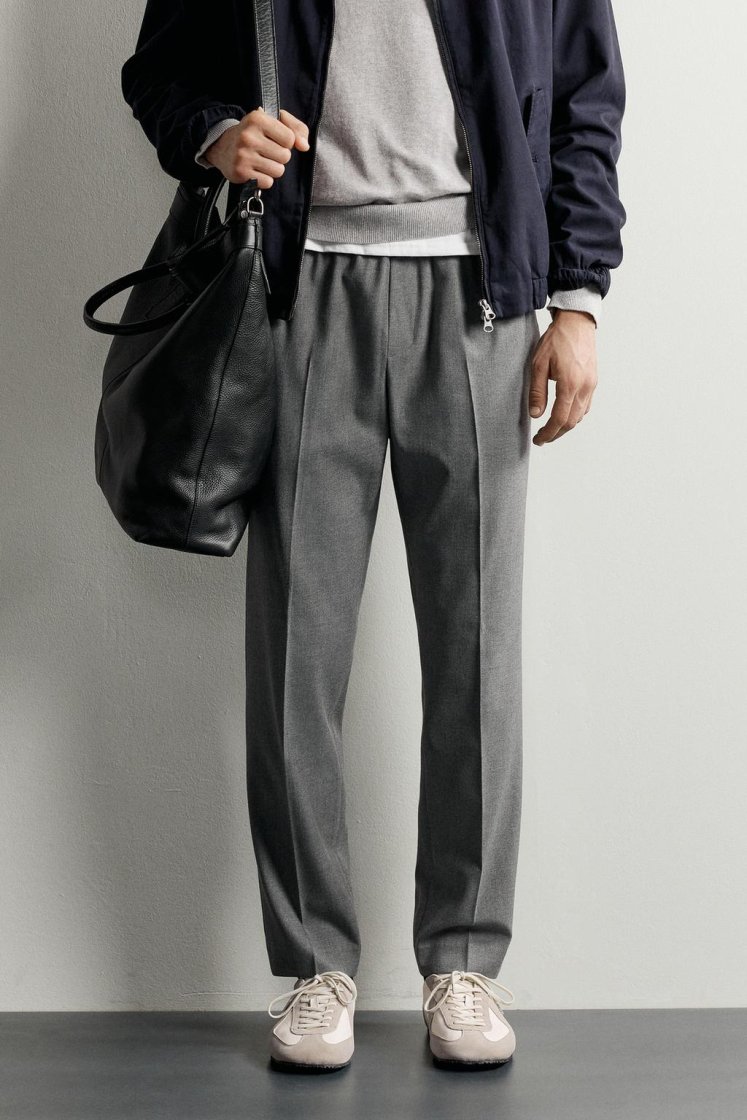 Zara COMFORT JOGGER WAIST PANTS — Gray marl