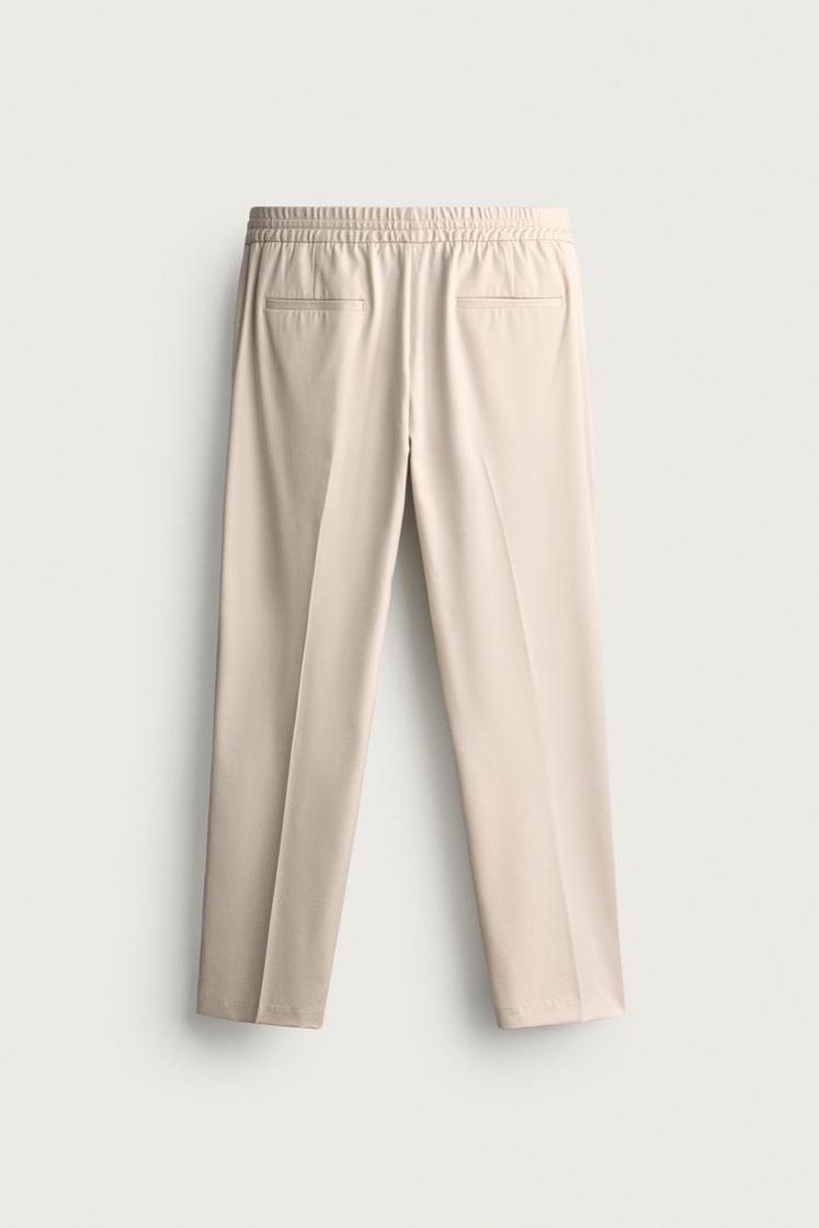 Zara COMFORT JOGGER WAIST PANTS — Mid-ecru