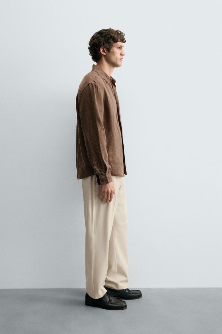 Zara COMFORT JOGGER WAIST PANTS — Mid-ecru