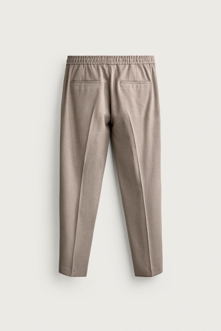 Zara COMFORT JOGGER WAIST PANTS — taupe brown
