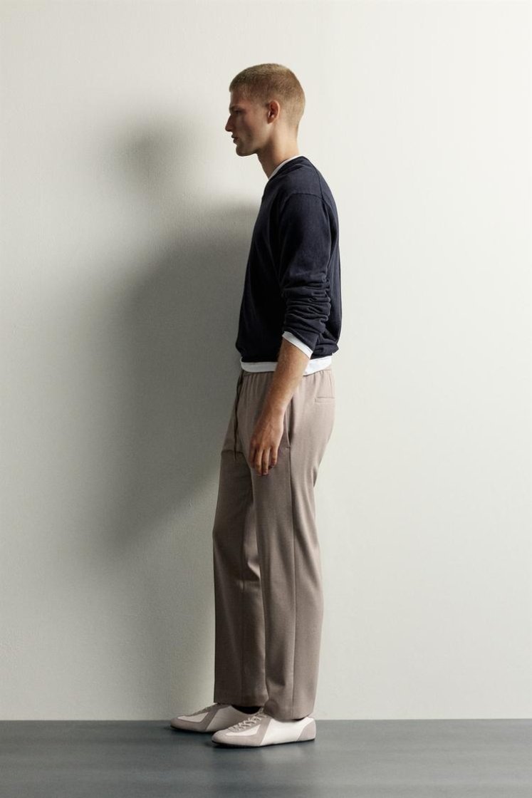 Zara COMFORT JOGGER WAIST PANTS — taupe brown