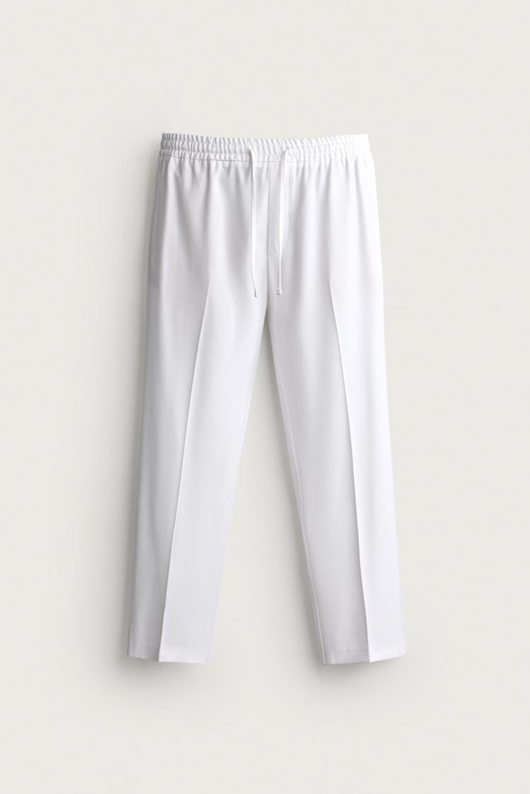 Zara COMFORT JOGGER WAIST PANTS — White