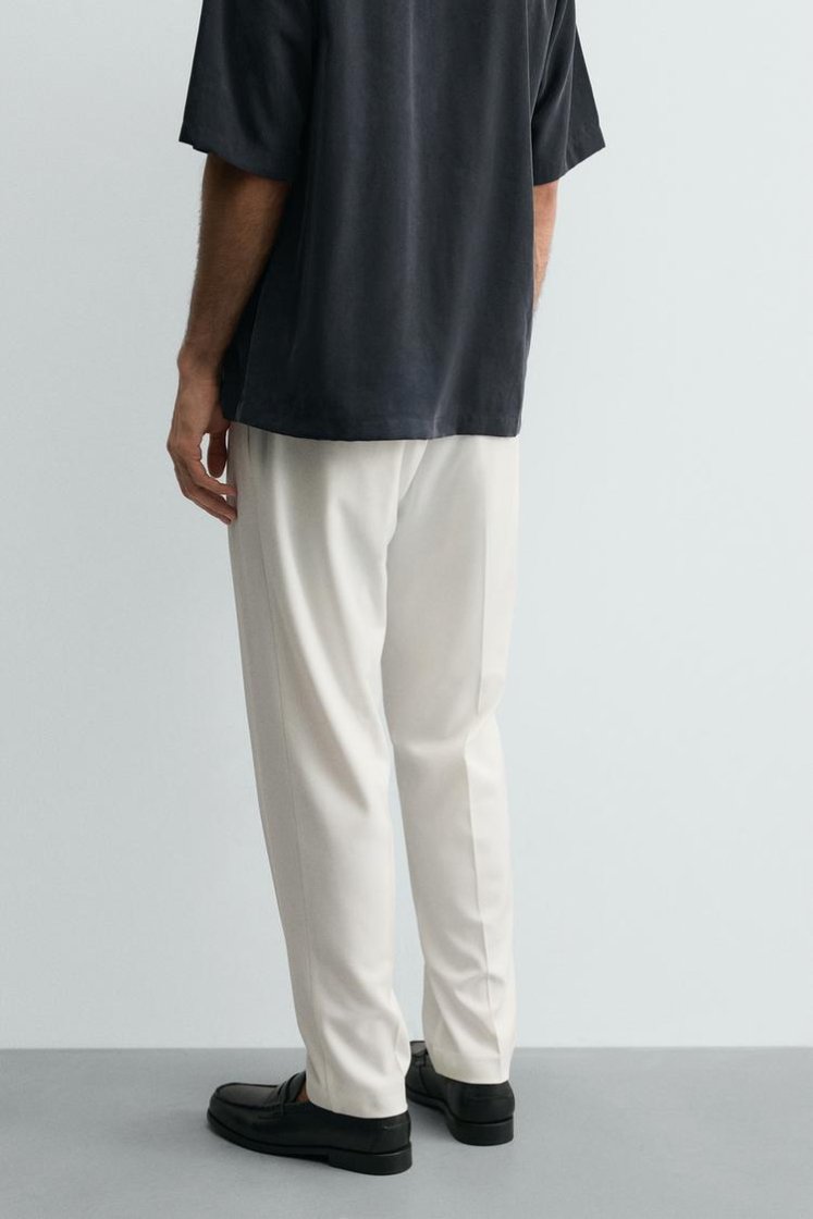 Zara COMFORT JOGGER WAIST PANTS — White