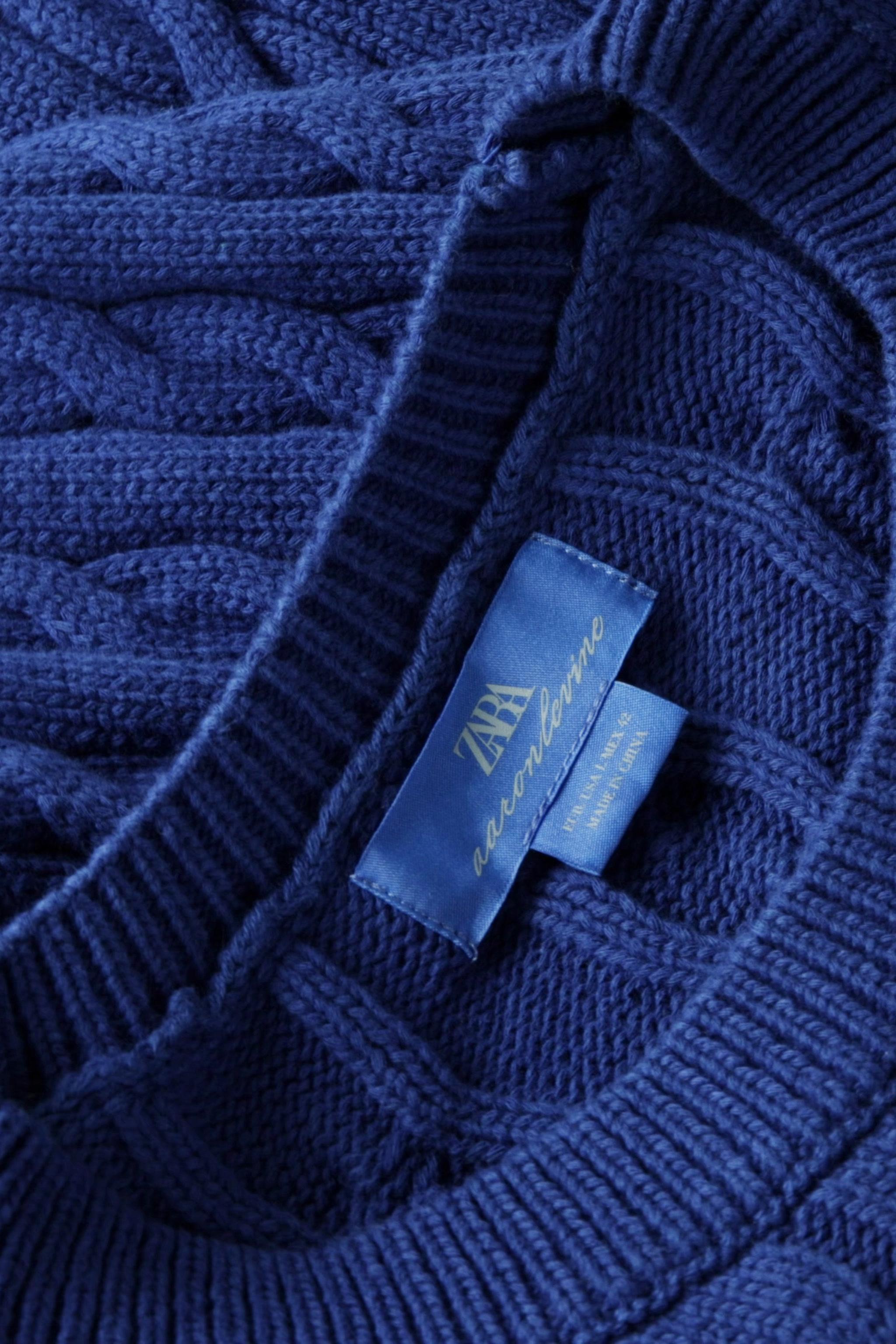 Zara Aaron Levine Cable-Knit Jumper — Blue