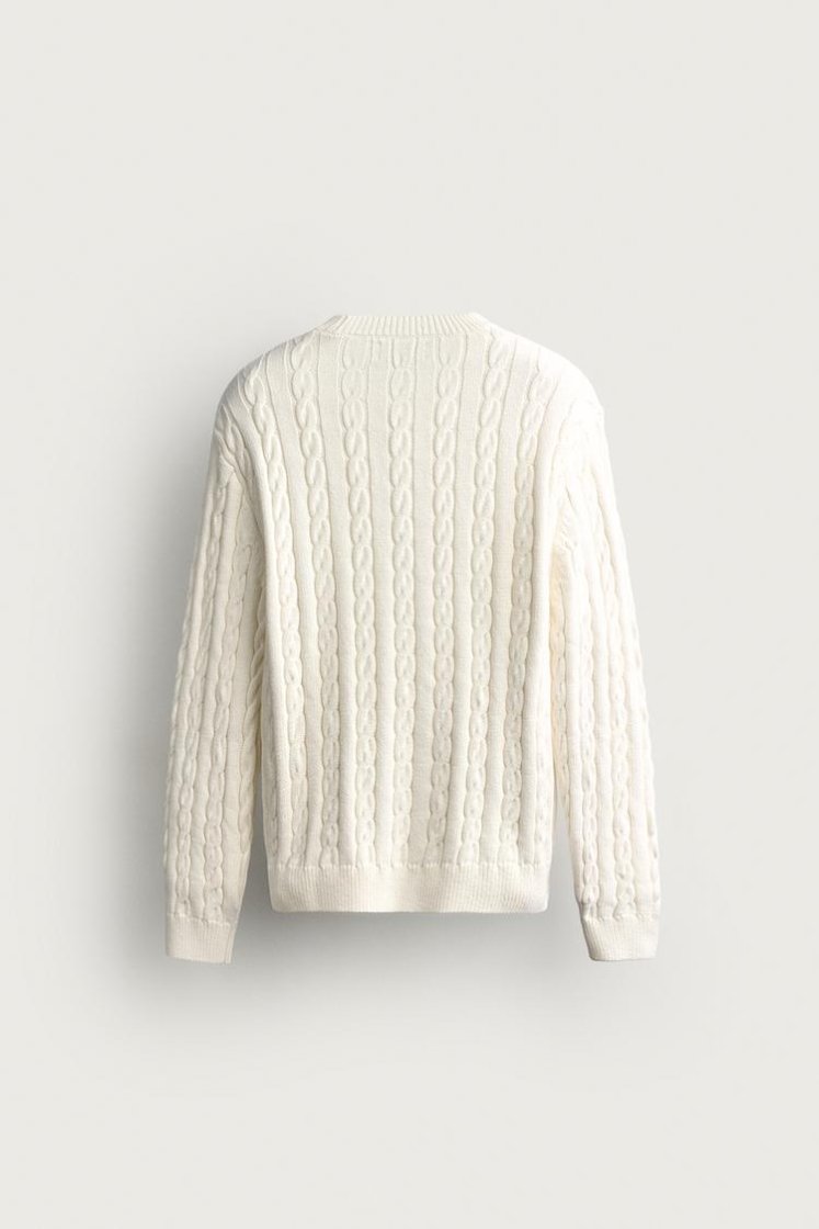 Zara Aaron Levine Cable-Knit Jumper — Cream