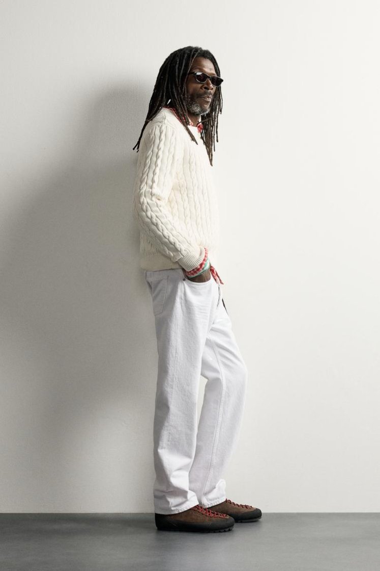 Zara Aaron Levine Cable-Knit Jumper — Cream