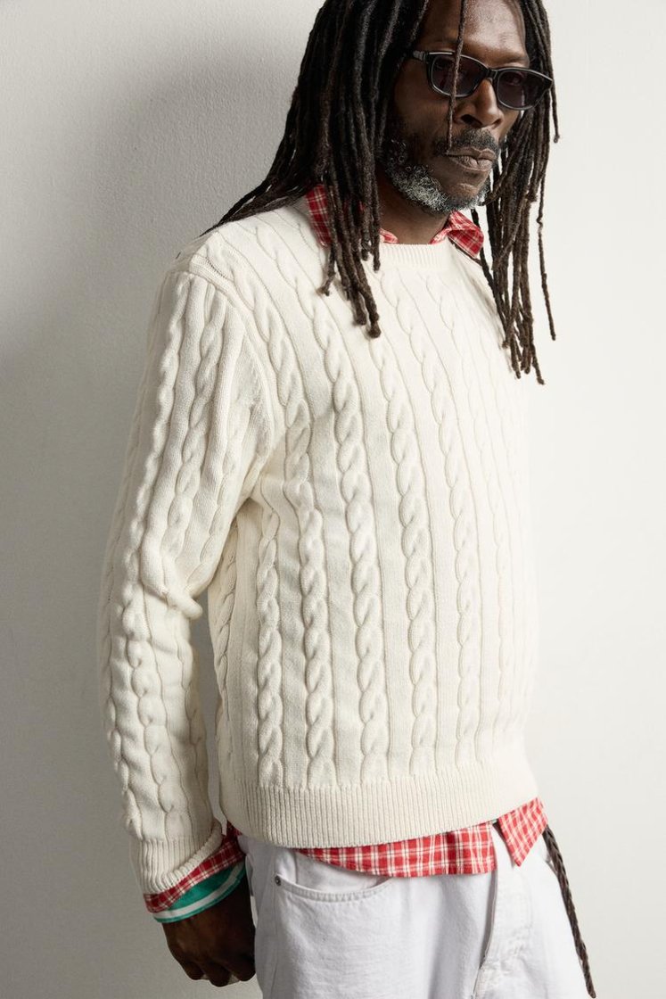 Zara Aaron Levine Cable-Knit Jumper — Cream