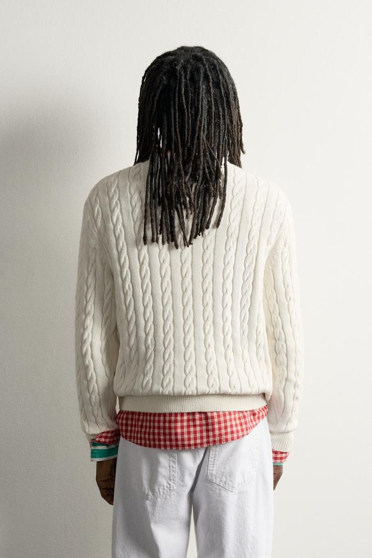 Zara Aaron Levine Cable-Knit Jumper — Cream