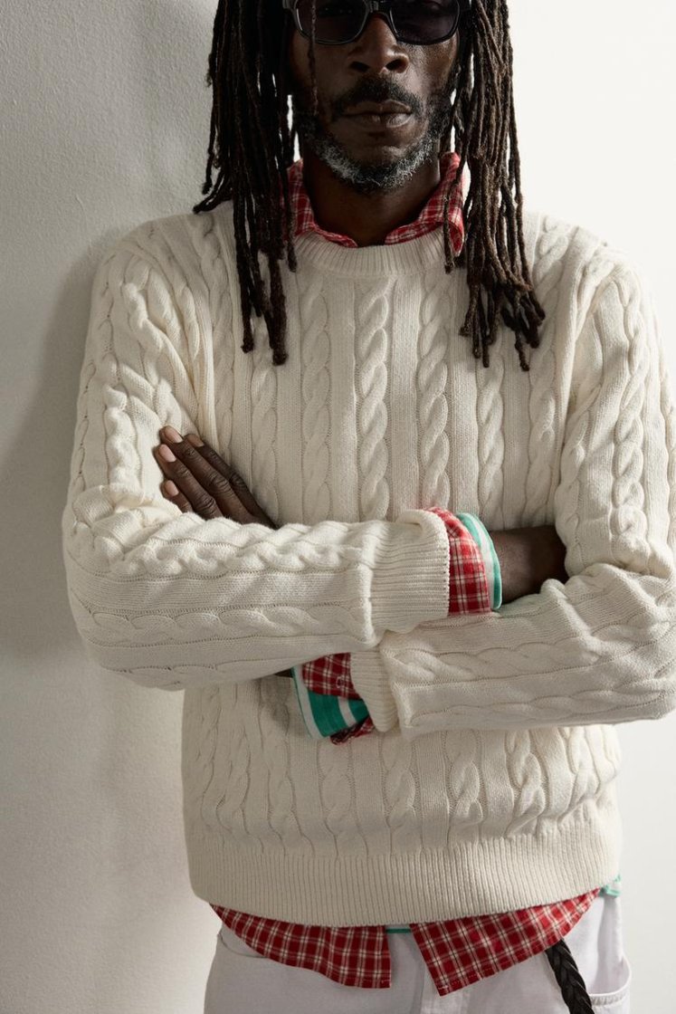 Zara Aaron Levine Cable-Knit Jumper — Cream