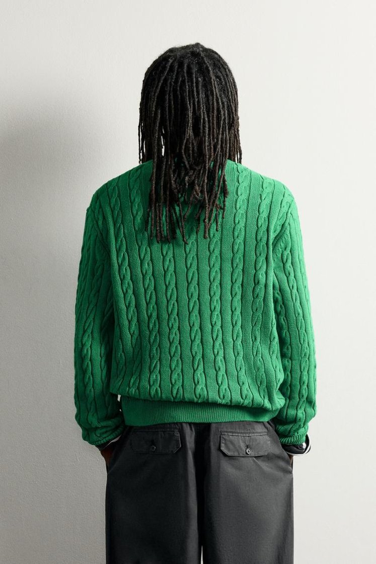 Zara Aaron Levine Cable-Knit Jumper — Green
