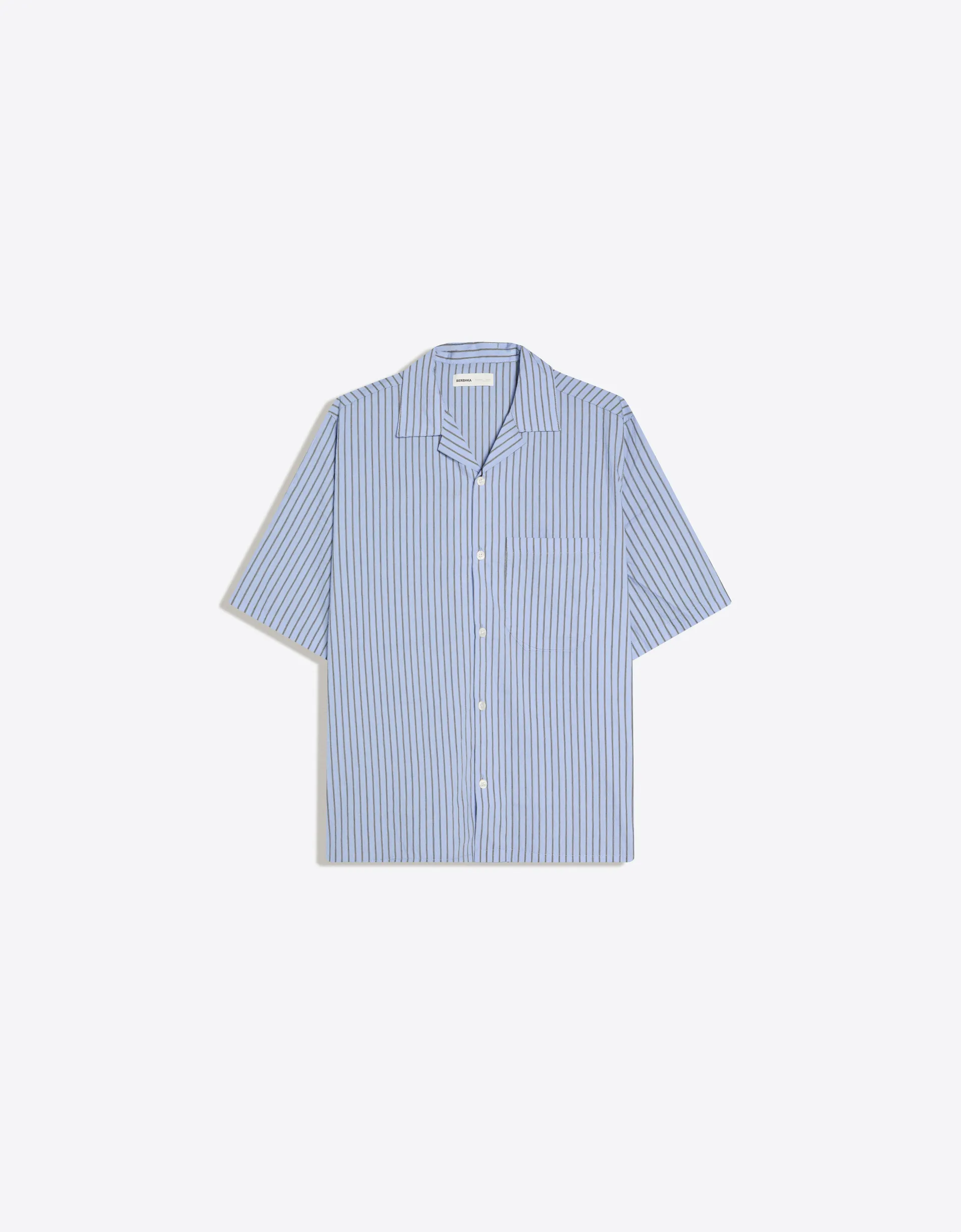 Bershka Chemise à rayures manches courtes — Bleu clair