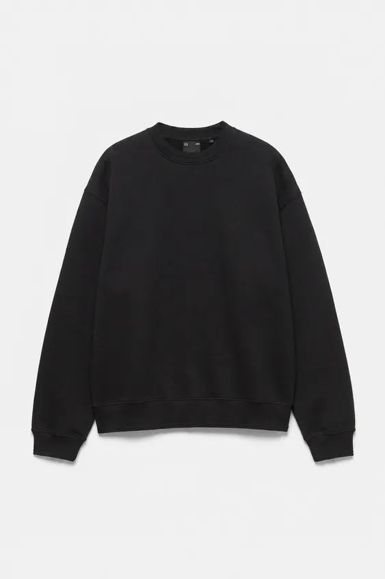 Pull&Bear Oversized Crew Neck Sweatshirt — Black