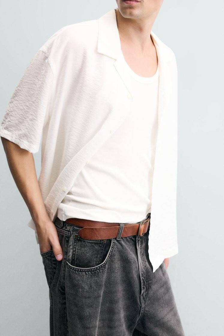 Zara CHEMISE RELAXED FIT À RAYURES — Blanc