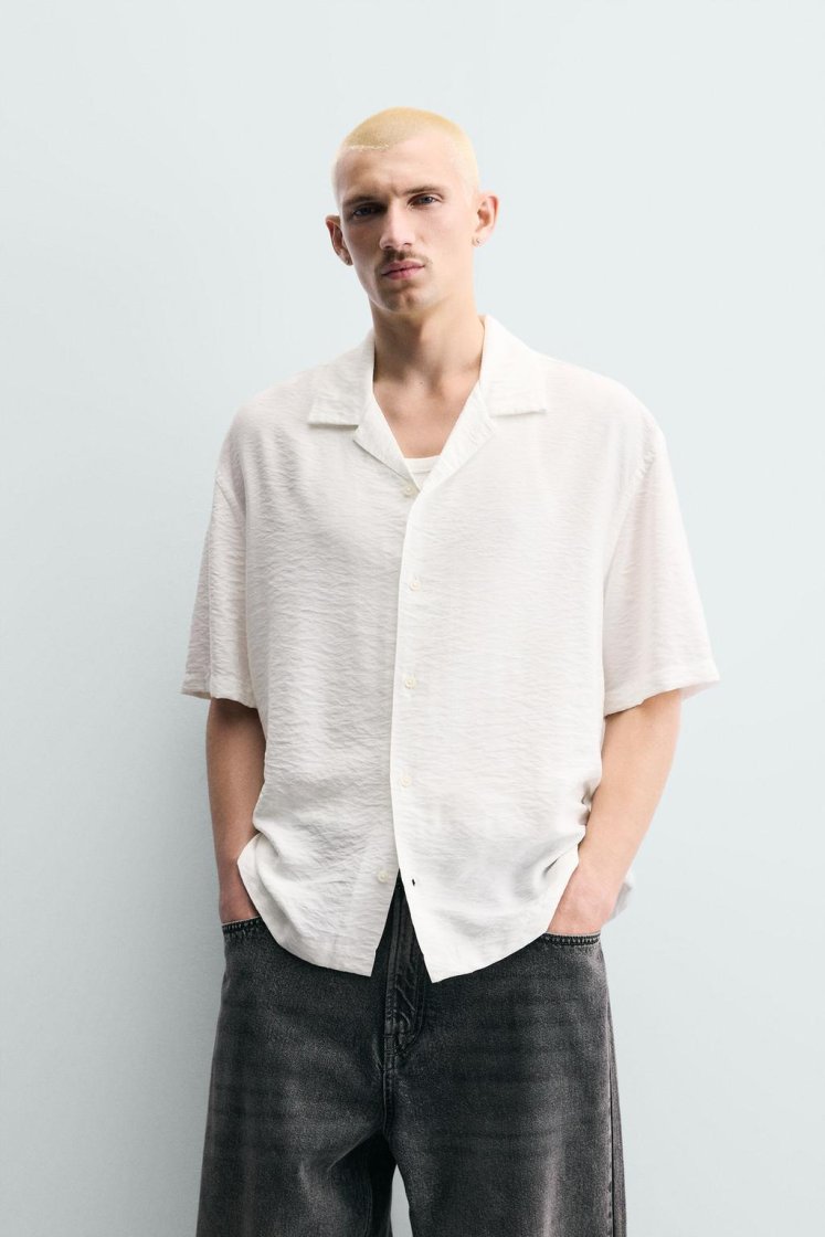 Zara CHEMISE RELAXED FIT À RAYURES — Blanc