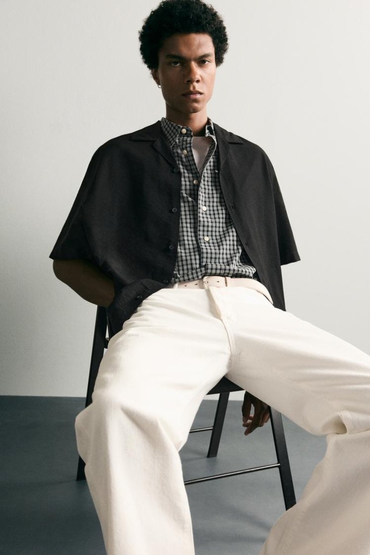 Zara CHEMISE RELAXED FIT À RAYURES — Noir