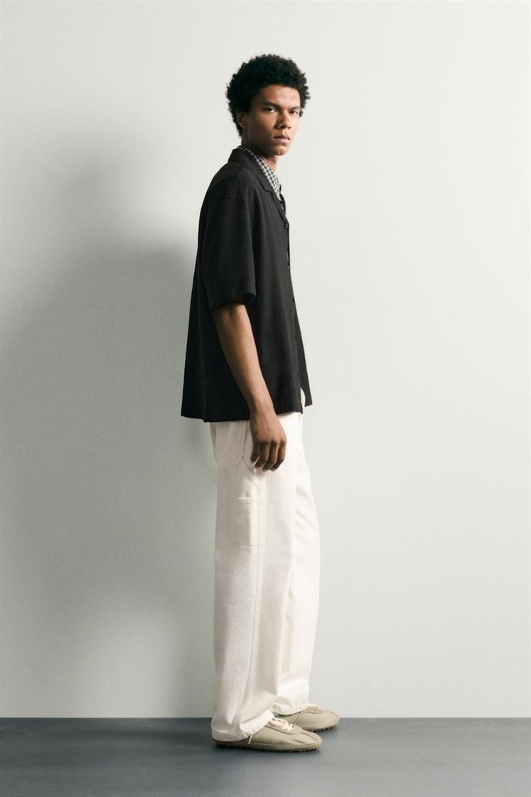 Zara CHEMISE RELAXED FIT À RAYURES — Noir