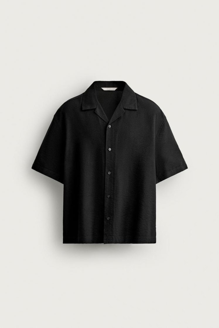 Zara CHEMISE RELAXED FIT À RAYURES — Noir