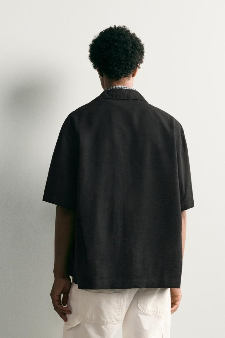 Zara CHEMISE RELAXED FIT À RAYURES — Noir