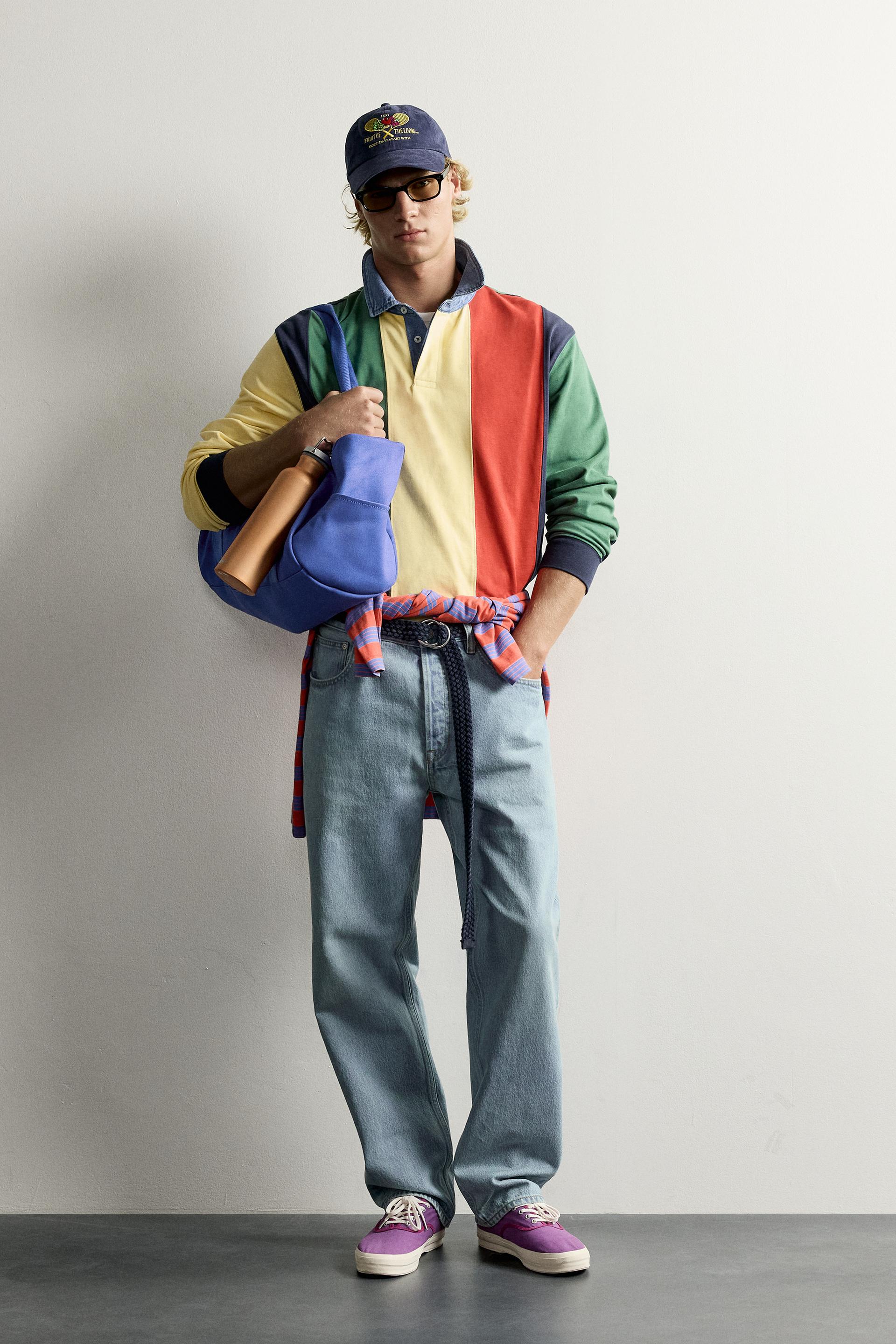 POLO RAYURES COL CONTRASTE FRUIT OF THE LOOM ™