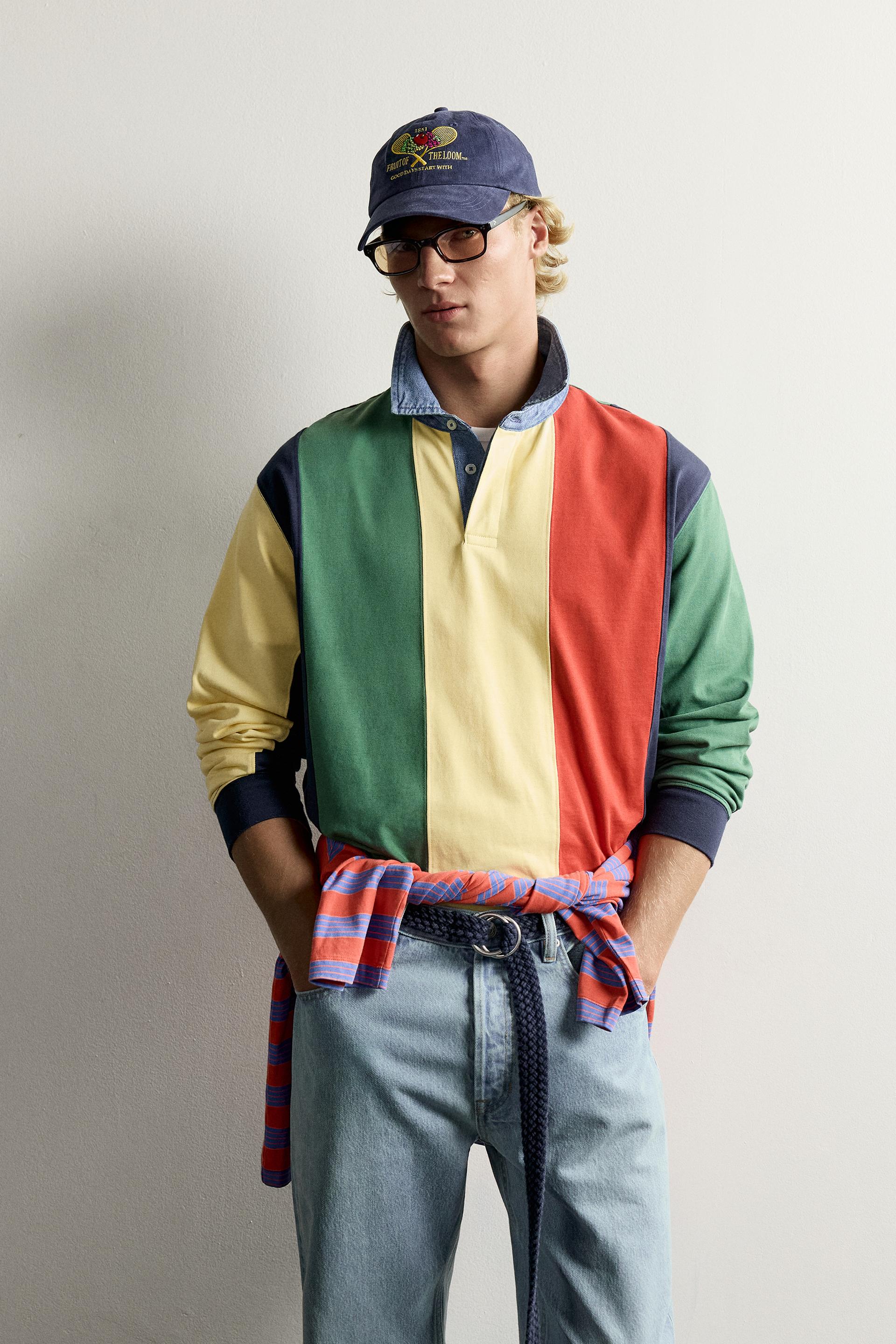 POLO RAYURES COL CONTRASTE FRUIT OF THE LOOM ™