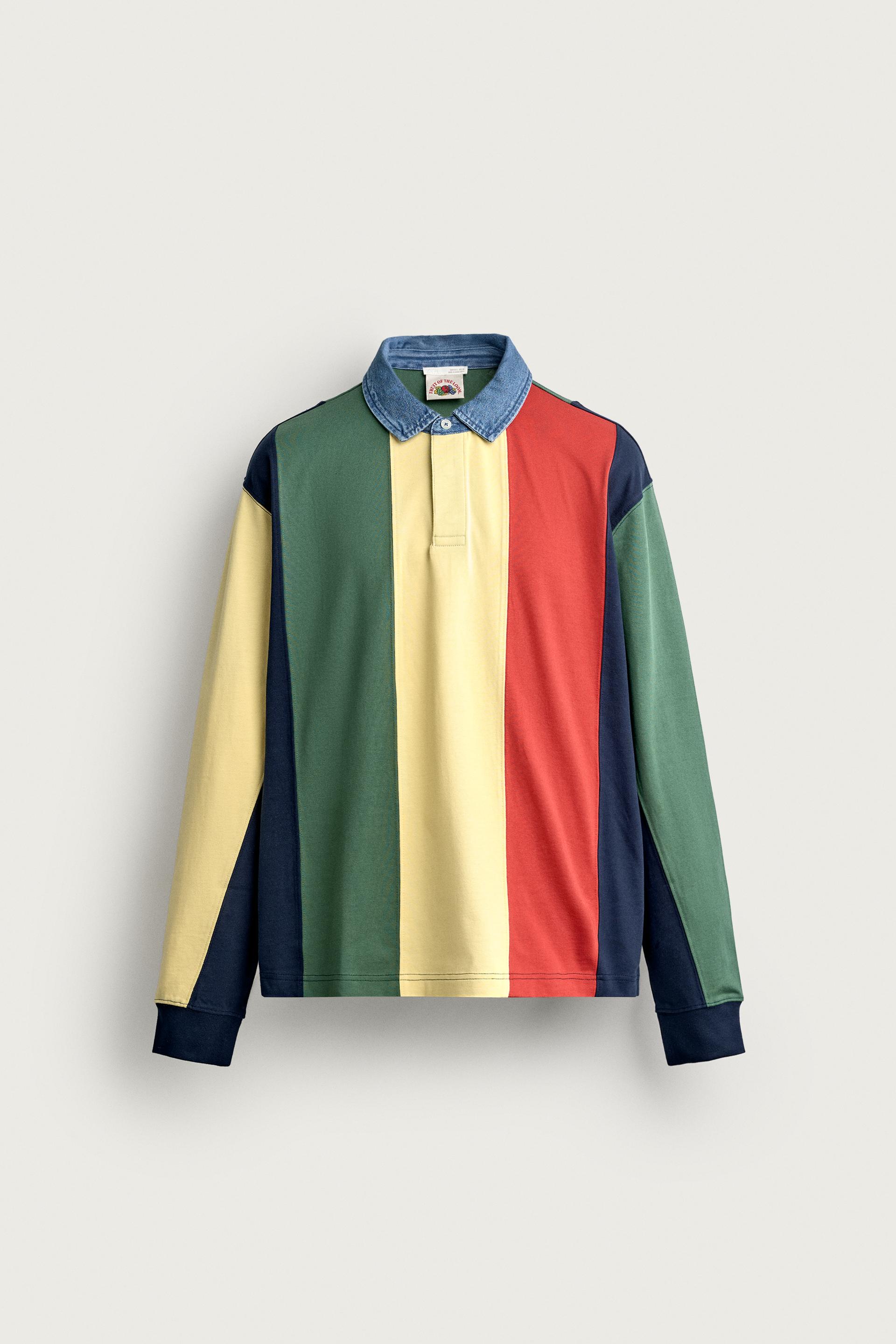 Zara POLO RAYURES COL CONTRASTE FRUIT OF THE LOOM ™ — Multicolore