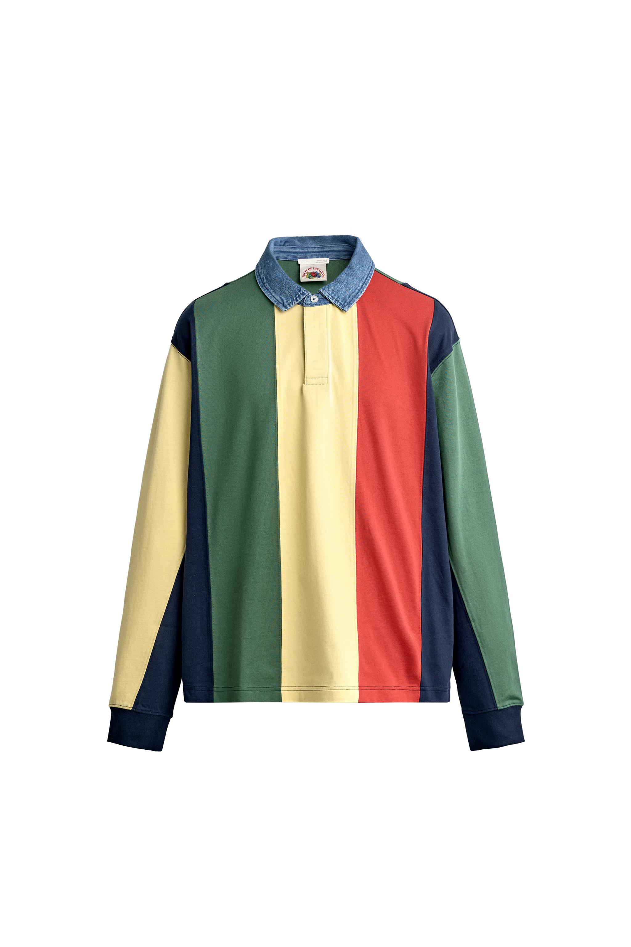Zara POLO RAYURES COL CONTRASTE FRUIT OF THE LOOM ™ — Multicolore