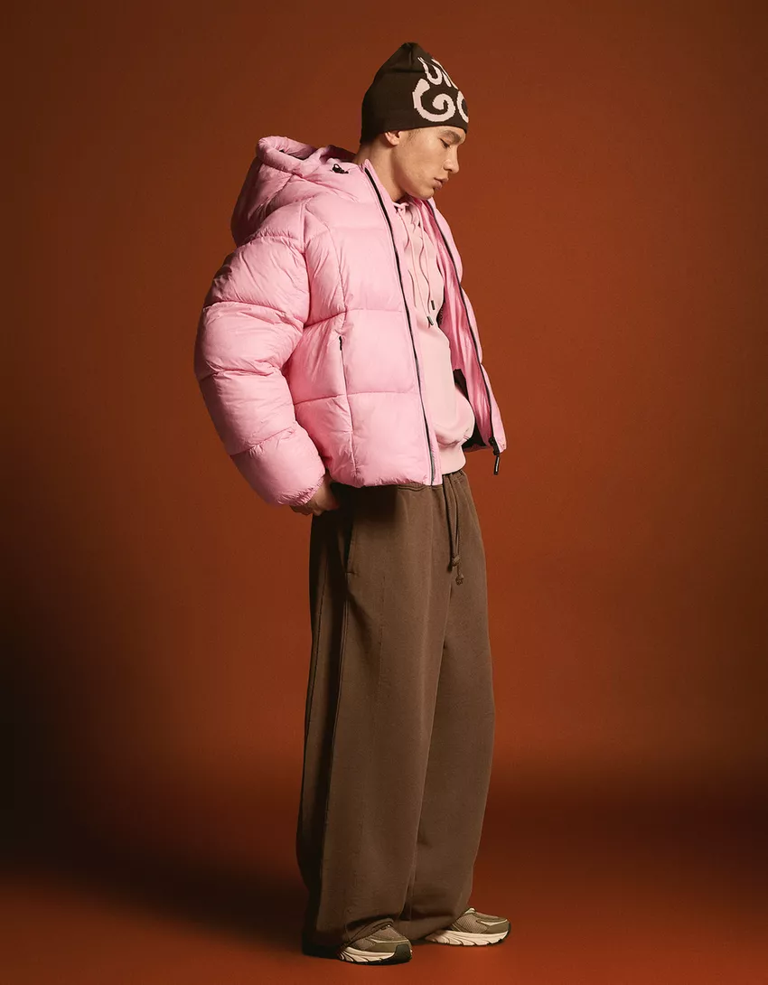 Bershka Pink Puffer Jacket — Pink