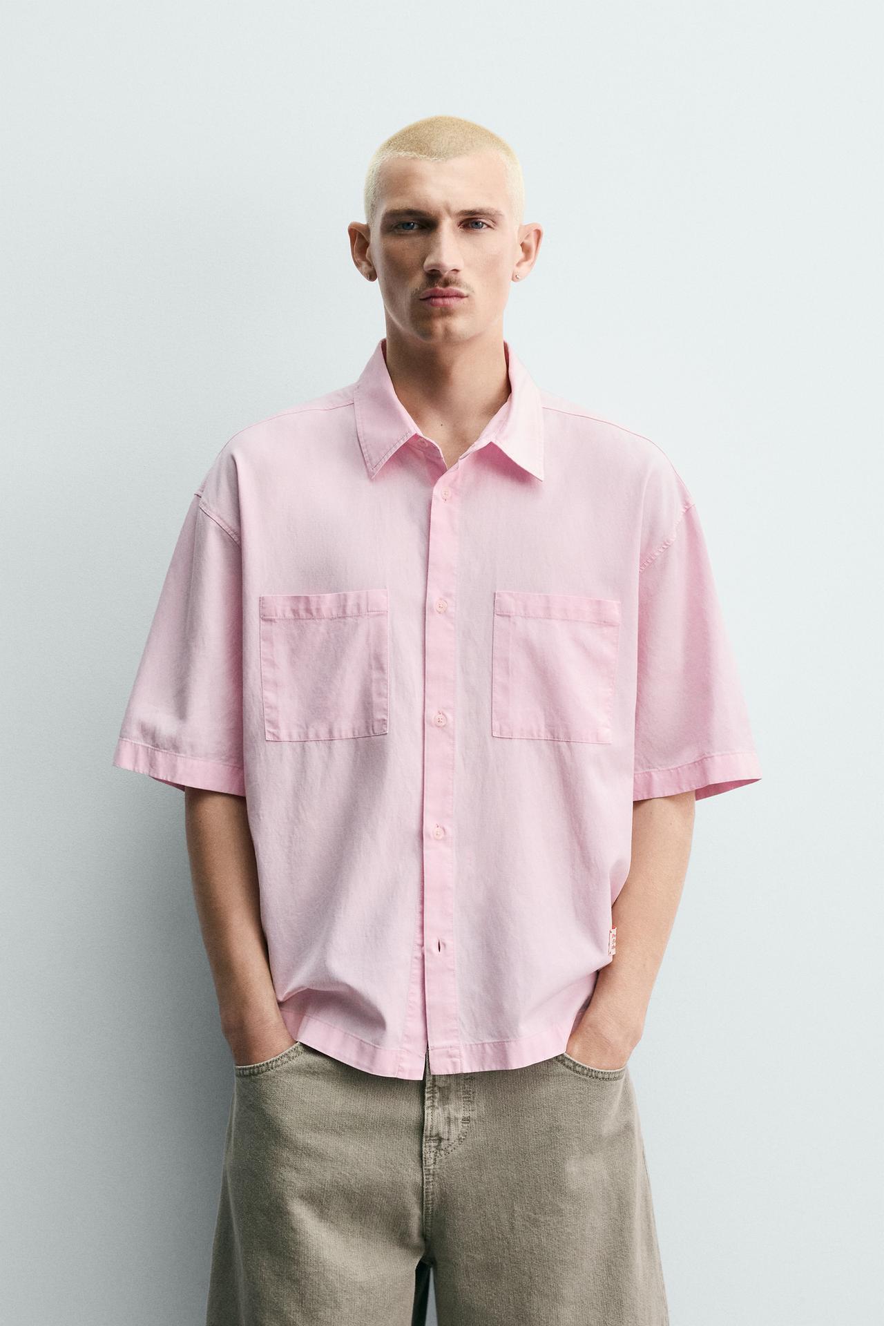 Zara Boxy Fit Printed Shirt — Pink