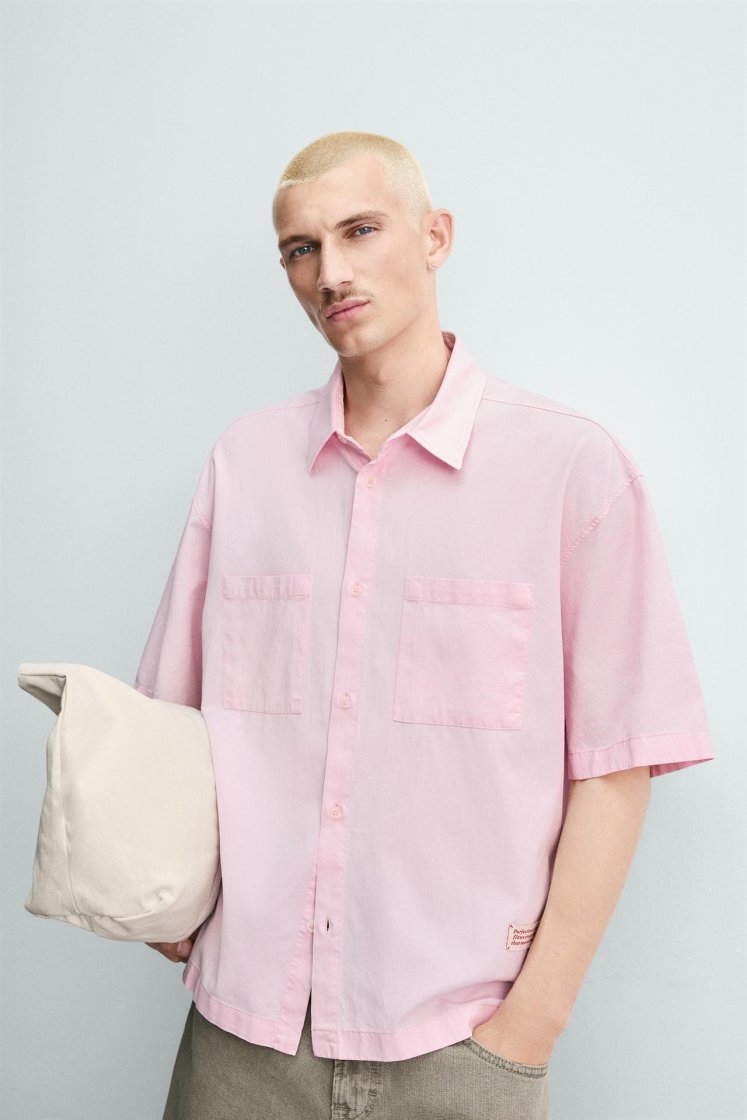 Zara Boxy Fit Printed Shirt — Pink