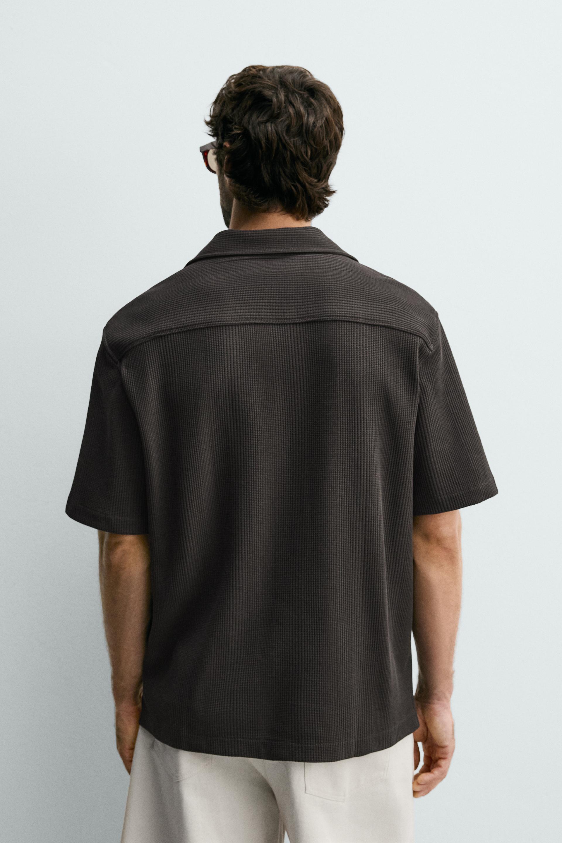 Zara TEXTURED REGULAR FIT SHIRT — Charcoal