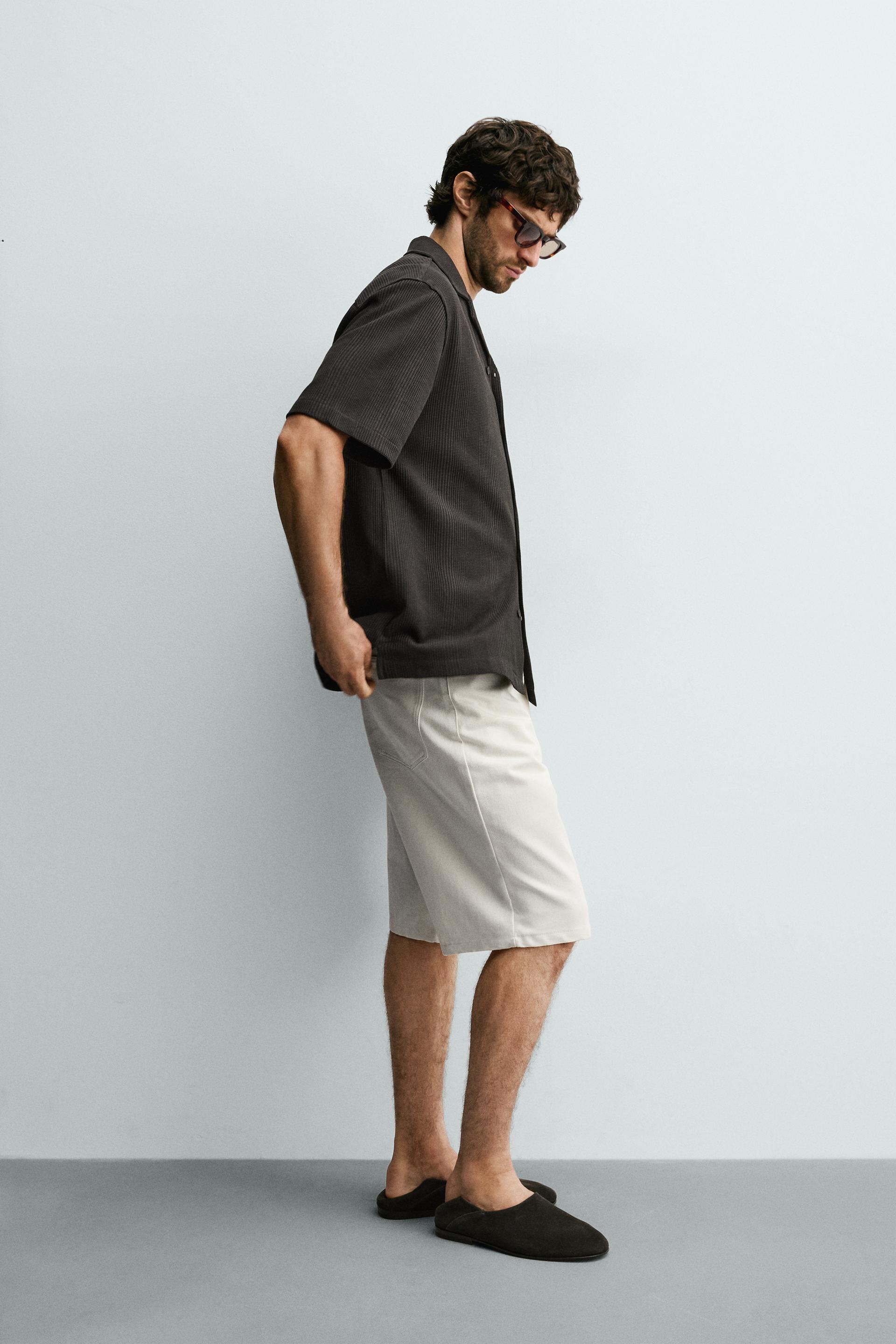 Zara TEXTURED REGULAR FIT SHIRT — Charcoal
