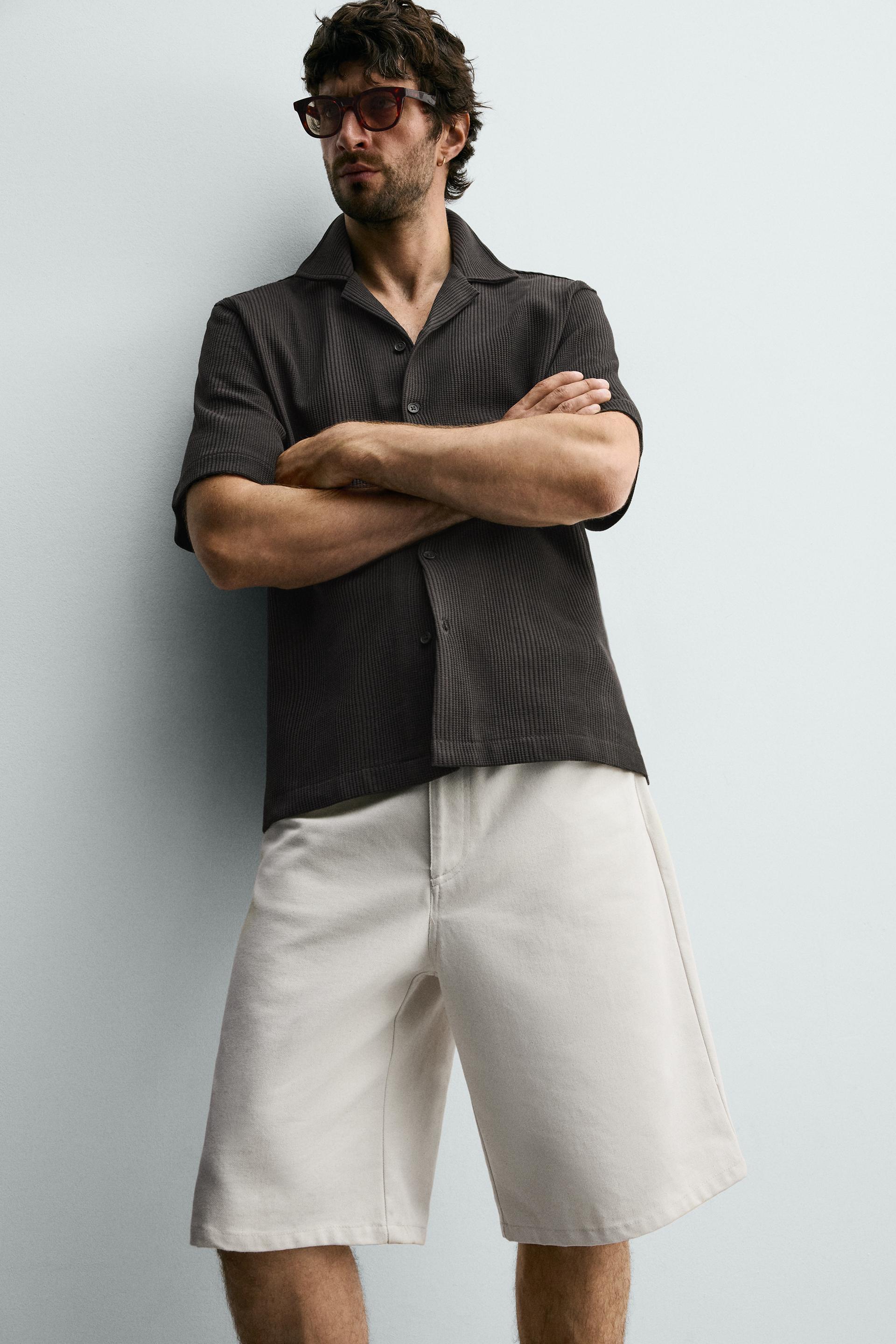 Zara TEXTURED REGULAR FIT SHIRT — Charcoal