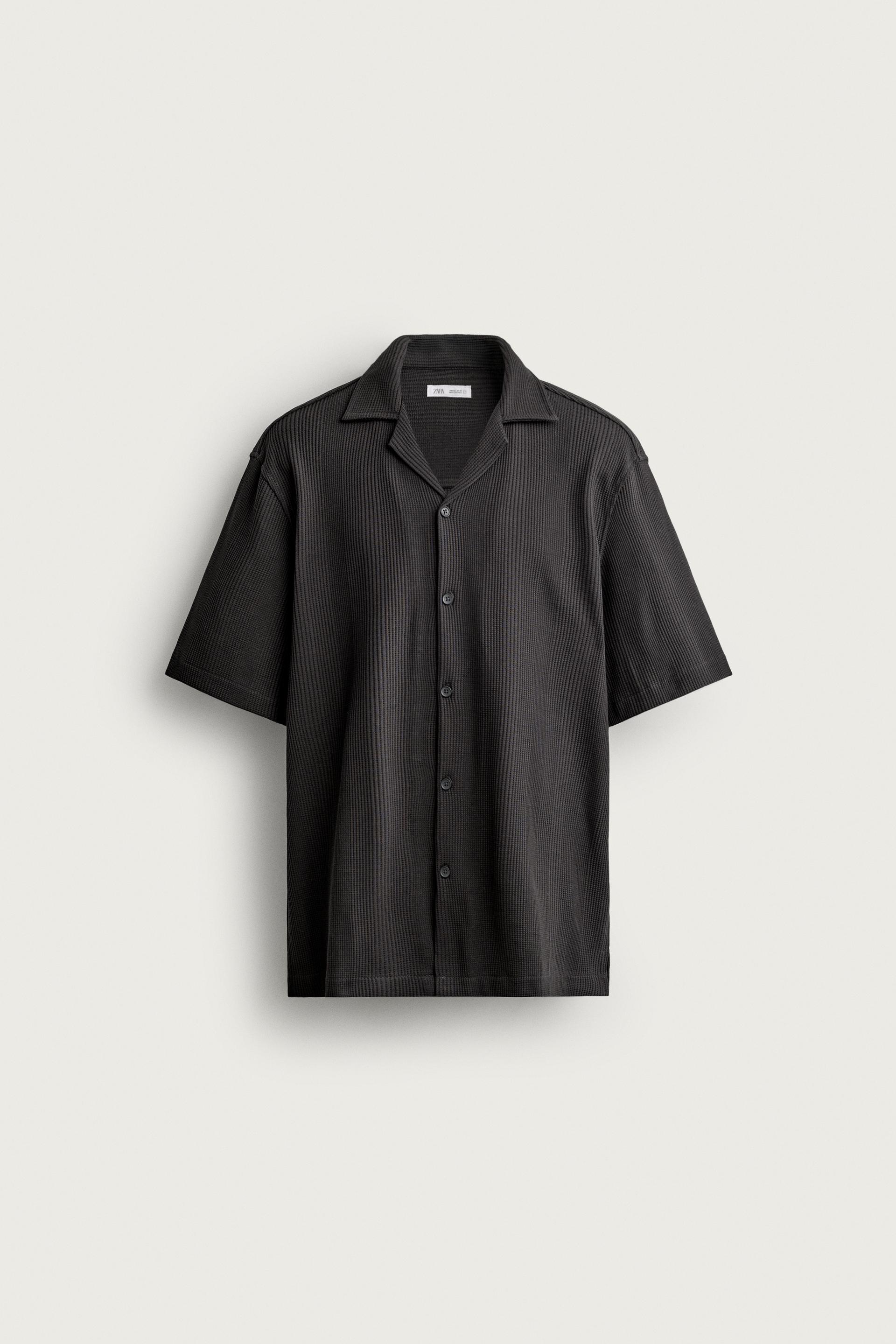 Zara TEXTURED REGULAR FIT SHIRT — Charcoal
