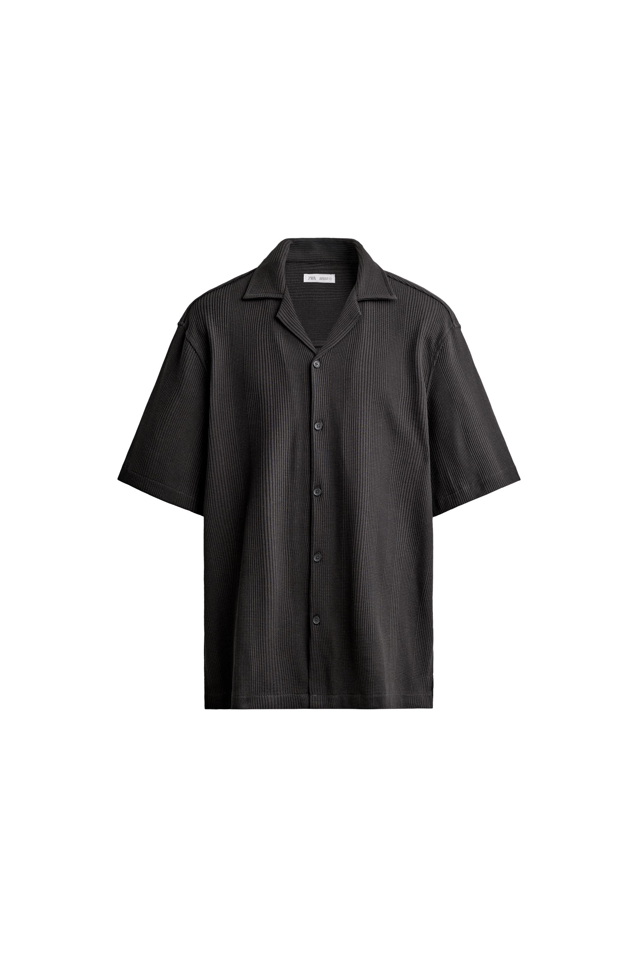 Zara TEXTURED REGULAR FIT SHIRT — Charcoal