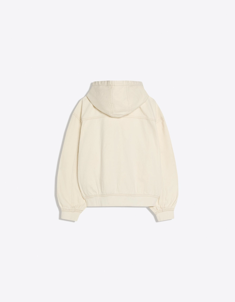 Bershka Cream Toggle Bomber Jacket — Cream