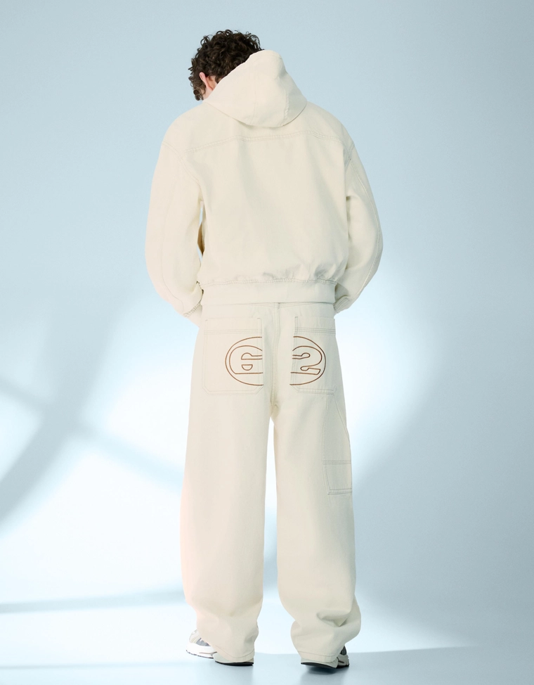 Bershka Cream Toggle Bomber Jacket — Cream