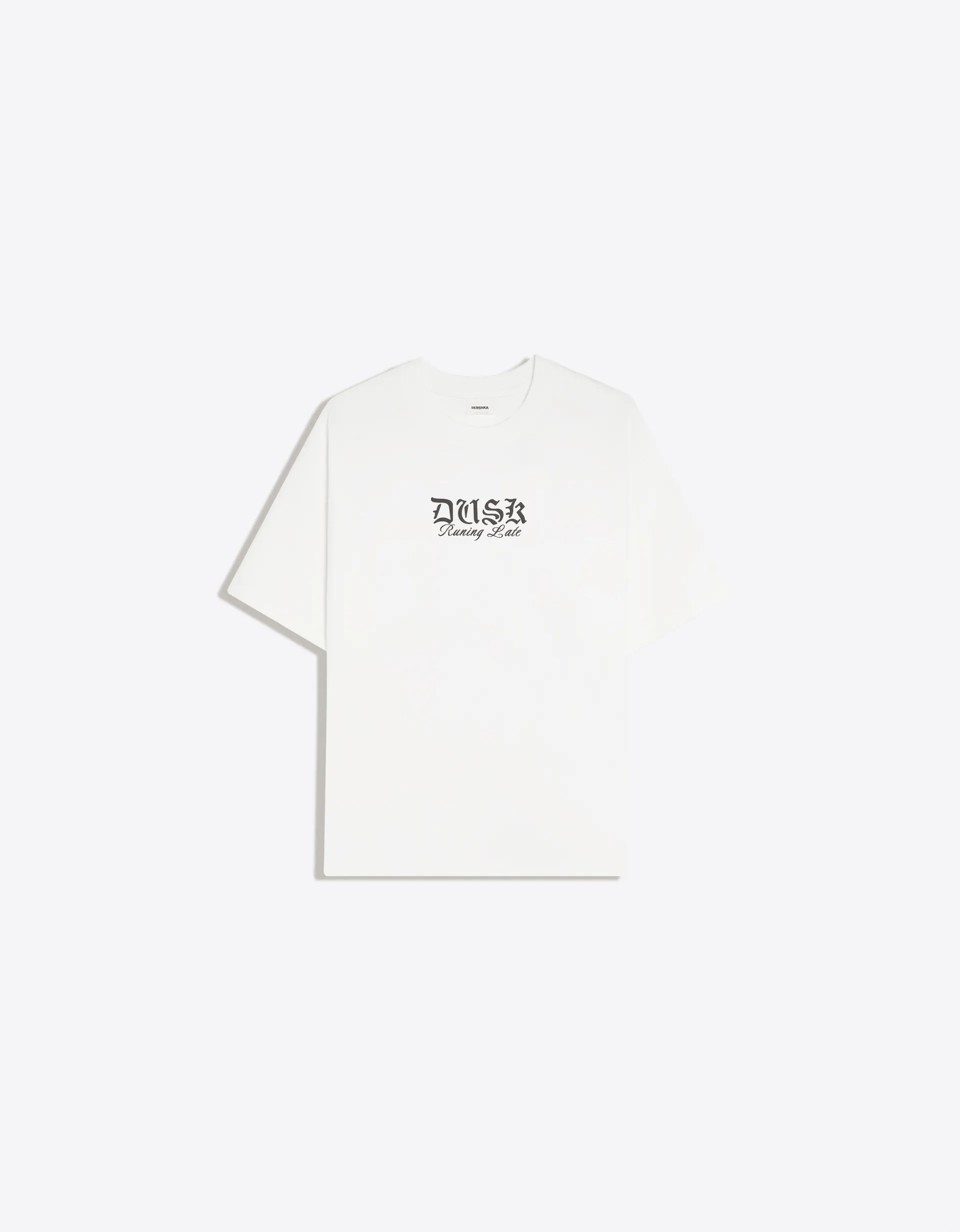 Bershka Printed short sleeve plush T-shirt — Off white