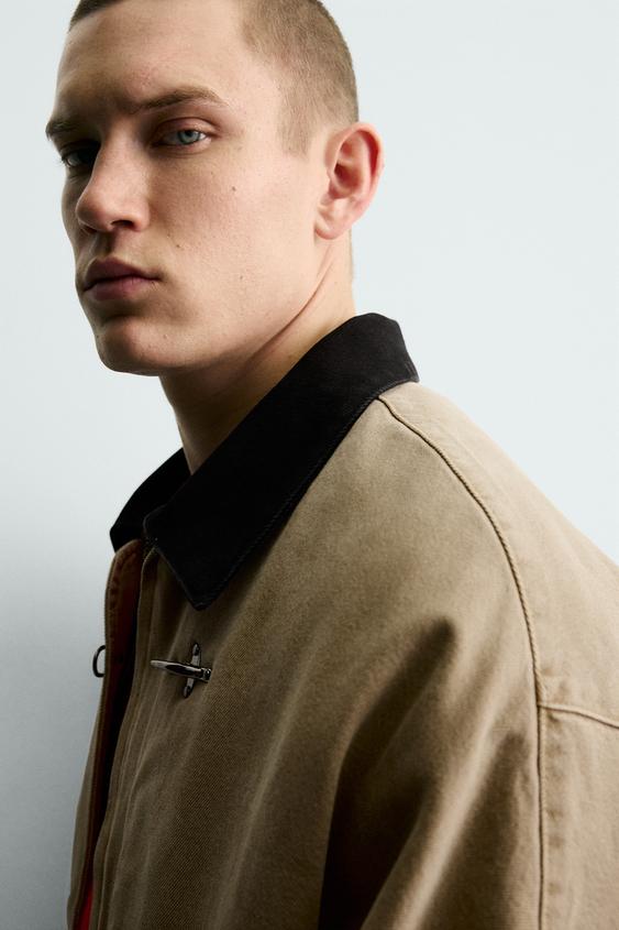 Oversized Toggle Closure Jacket — Khaki